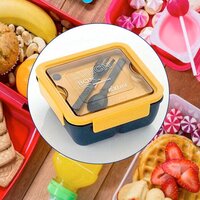 LUNCH BOX FOOD GRADE PLASTIC 2 COMPARTMENT CONTAINERS WITH SPOON AND FORK (5336)