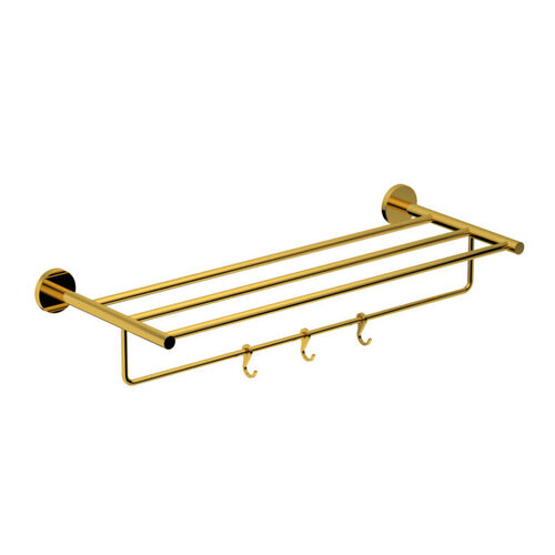 Towel Rack with Lower Rail and Hooks H2O