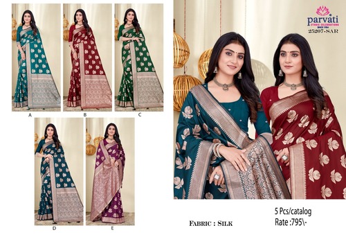 New Flower Pattern Banarasi Silk Saree-25207