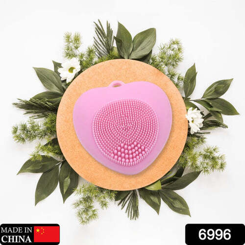 WATERPROOF FACE WASH BRUSH FACE SCRUBBER FACIAL CLEANSING BRUSH EXFOLIATING SILICONE FACE HOT COMPRESS SCRUBBER CLEANING FOR DEEP SKIN CARE HEART SHAPED FOR WOMEN FOR HOME (6996)