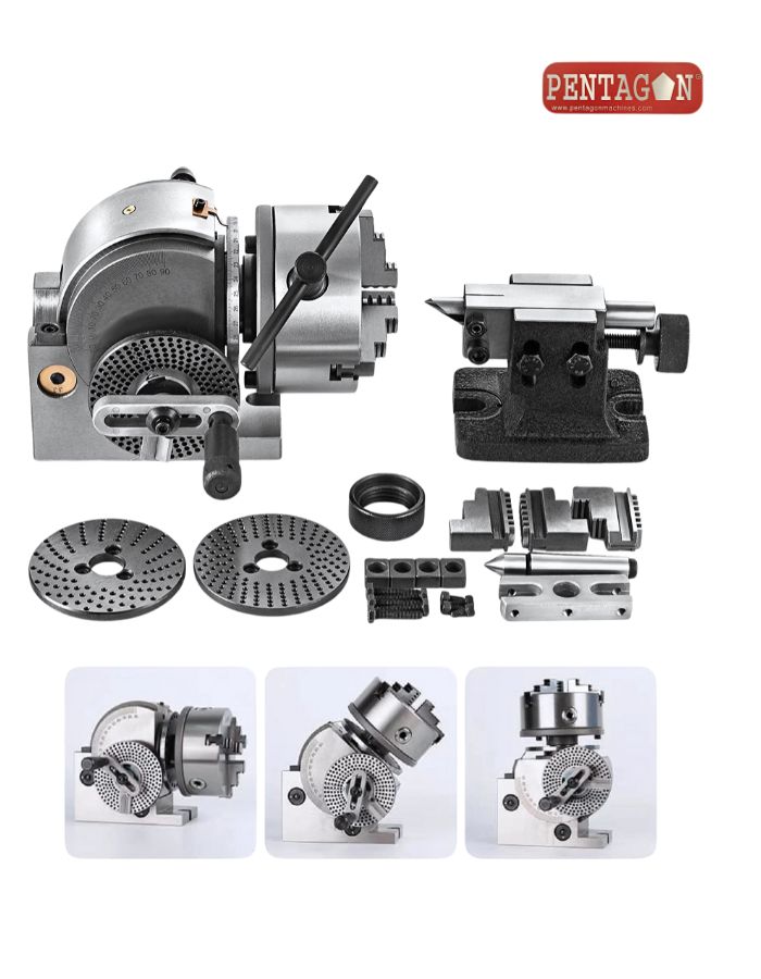 PENTAGON Semi Universal Dividing Head/Indexing head Set model BS1 with 6 inch Chuck Tailstock Dividing Plates and other std accessories
