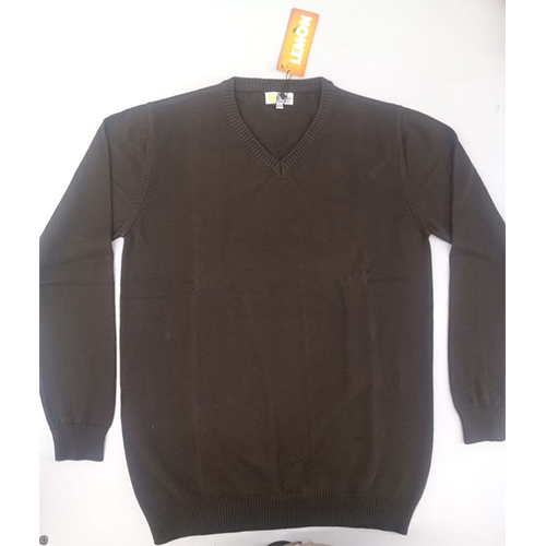 Wool V Neck Brown Sweater