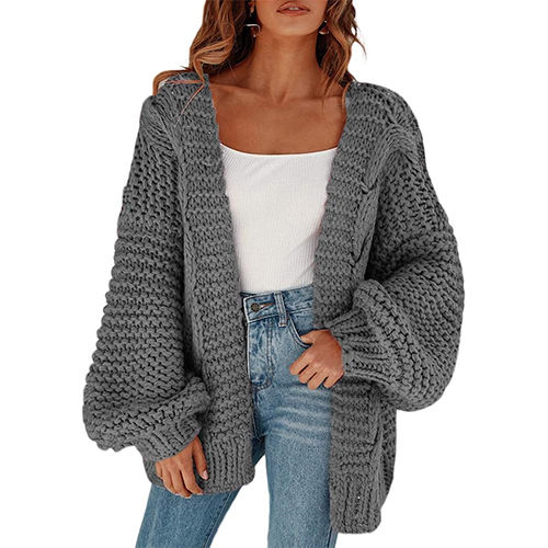 chunky knit open front sweater