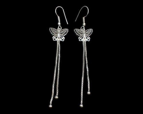 Butterfly Design Silver Plated Hoop Earring Set