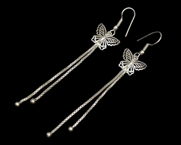 Butterfly Design Silver Plated Hoop Earring Set