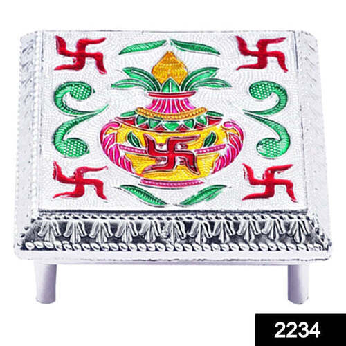 FANCY ALUMINIUM FOIL DESIGNER BAJOT - Wood with Minakari Work, Handcrafted for Royal Weddings & Pujas, Eye-Catching Corner Piece & Idol Stand