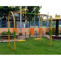 Garden Iron Swing - Polished Iron, 2 Seater, Yellow Base, 150 Kg Load Capacity | Modern Design, Polyester Cushions, Ideal For Children