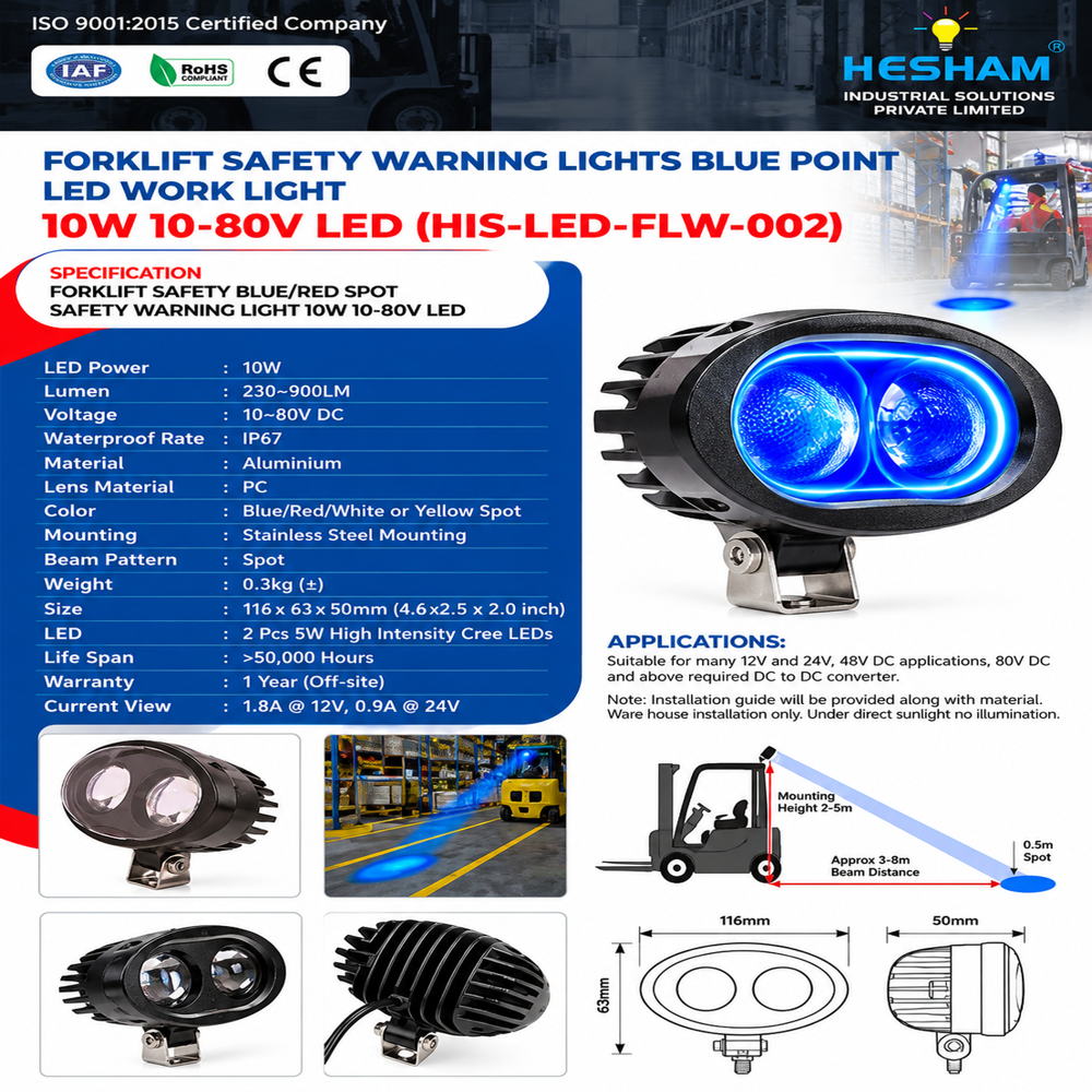 Forklift Safety Warning Light Blue Point Led Work light (HIS-LED-FLW-002)