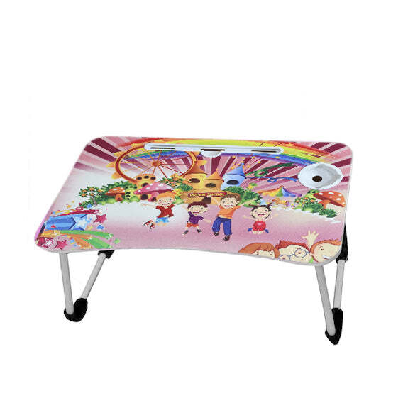 FOLDABLE BED STUDY TABLE PORTABLE MULTIFUNCTION LAPTOP TABLE LAPDESK FOR CHILDREN BED FOLDABLE TABLE WORK OFFICE HOME WITH TABLET SLOT AND CUP HOLDER (7717)