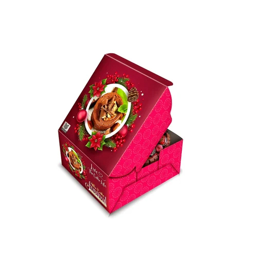 Corrugated Cake Box - Paper, 9x9x5 Inches , Red with Glossy Lamination Finish for Food Use