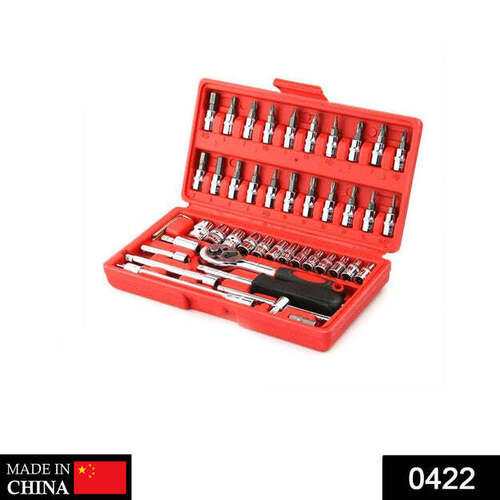 SOCKET 1 4 INCH COMBINATION REPAIR TOOL KIT (RED 46 PCS) 0422