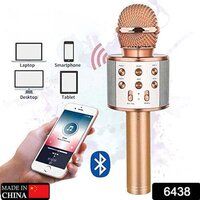 WIRELESS BLUETOOTH RECORDING CONDENSER HANDHELD MICROPHONE BLUETOOTH SPEAKER AUDIO RECORDING KARAOKE WITH MIC (6438)