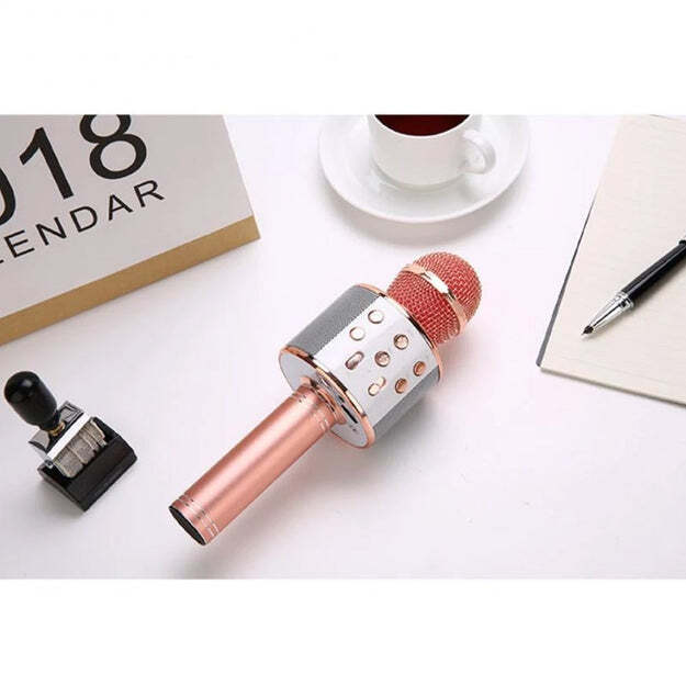WIRELESS BLUETOOTH RECORDING CONDENSER HANDHELD MICROPHONE BLUETOOTH SPEAKER AUDIO RECORDING KARAOKE WITH MIC (6438)