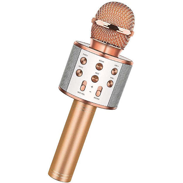 WIRELESS BLUETOOTH RECORDING CONDENSER HANDHELD MICROPHONE BLUETOOTH SPEAKER AUDIO RECORDING KARAOKE WITH MIC (6438)
