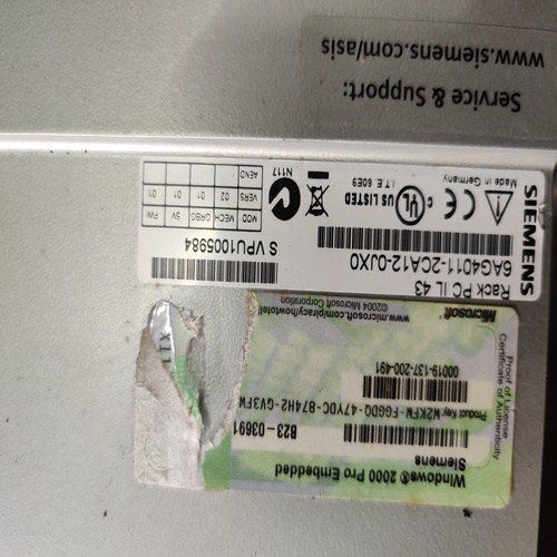 SIEMENS SIMATIC 6AG4011-2CA12-0JX0 RACK PC IL 43