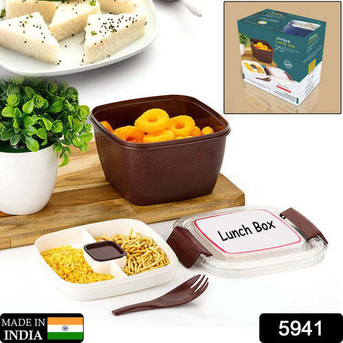 UNIQUE LUNCH BOX REUSABLE FREEZER SAFE FOOD CONTAINERS WITH SPOON FOR ADULTS AND KIDS (5941)