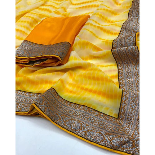 Ladies Bandhani Bandhej Georgette Saburi Print Sarees