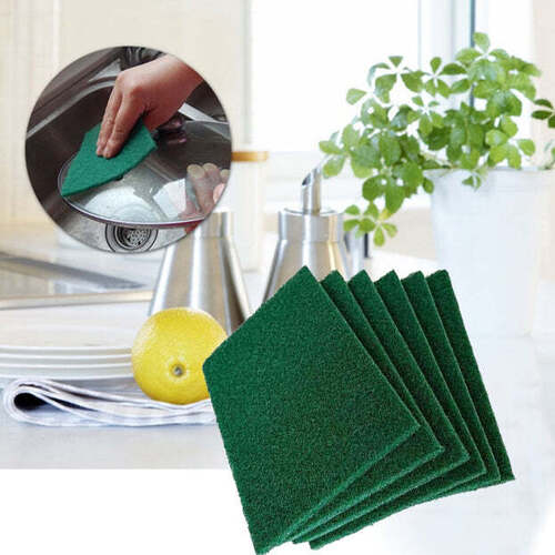SCRUB SPONGE CLEANING PADS AQUA GREEN (PACK OF 6) - Sponge Material 7x7x10 Cm | Multipurpose Easy to Use Efficient Cleaning Soft on Hands