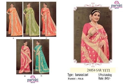 Silk Banarasi Zari Work Saree For Bridal Wear-24854