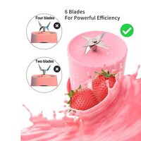 BLENDER PORTABLE JUICER FOR SMOOTHIE JUICE VEGETABLE SHAKES WITH 6 BLADES WIRELESS CHARGING MINI PERSONAL SIZE MIXER BOTTLE GRINDER (5334A)