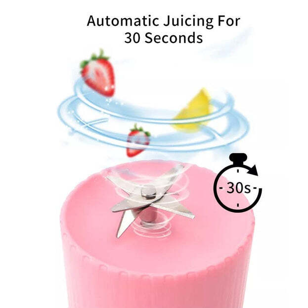 BLENDER PORTABLE JUICER FOR SMOOTHIE JUICE VEGETABLE SHAKES WITH 6 BLADES WIRELESS CHARGING MINI PERSONAL SIZE MIXER BOTTLE GRINDER (5334A)
