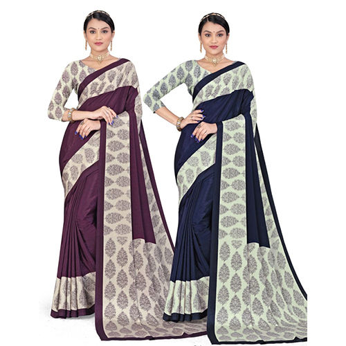 Multicolor Ladies Crepe Sarees