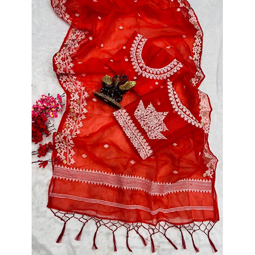 Ladies Multi Embroidery Pallu Work With Tussel Border Sarees