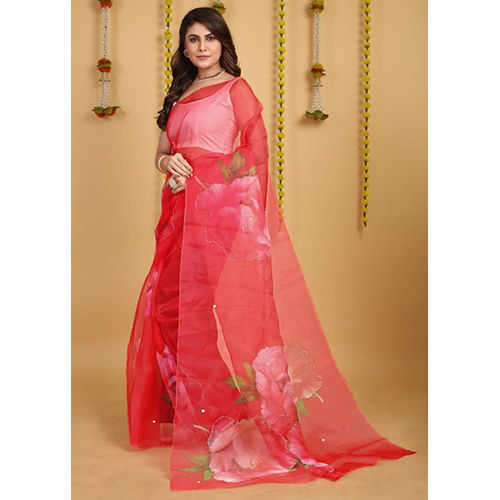 Ladies Fancy Organza Handwork Sarees