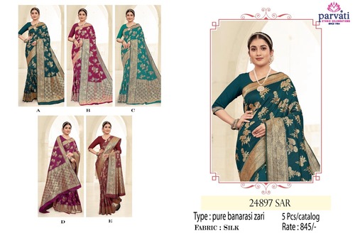 Silk Saree Pure Banarasi Zari Work For Wedding-24897