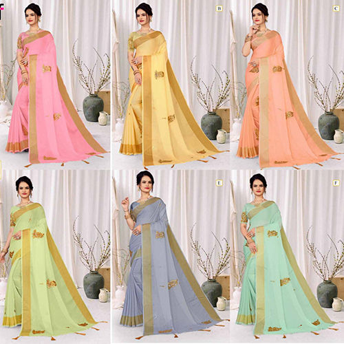 Ladies Chiffon Viscose Zari Fabric Sarees