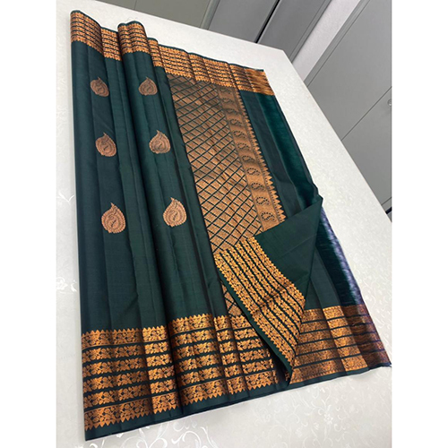 Ladies RVR Tansen Soft Lichi Silk Saree With Jacquard Border