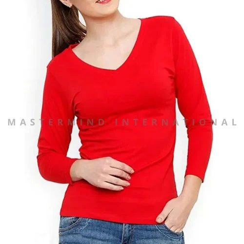 Ladies V Neck Full Sleeve T-shirt Age Group: Adult