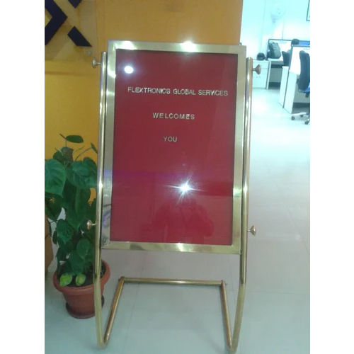 Brass Round Pipe Top Surface Glass Welcome Board