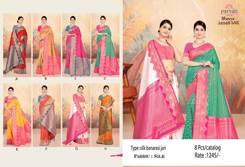 Silk Banarasi Jari Contrast Saree For Wedding Function-24948