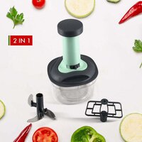 PUSH CHOPPER MANUAL FOOD CHOPPER AND HAND PUSH VEGETABLE CHOPPER CUTTER MIXER SET FOR KITCHEN WITH 3 STAINLESS STEEL BLADE (5902)