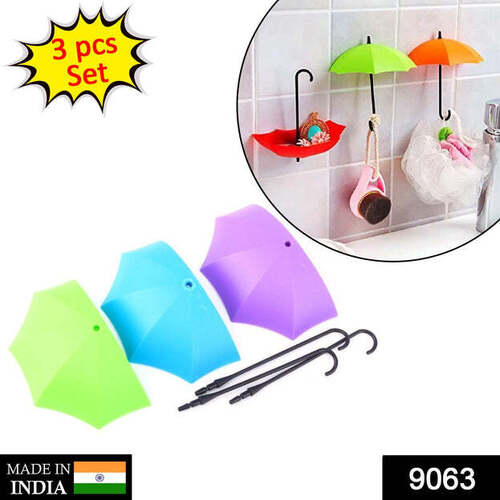 MULTIPURPOSE UMBRELLA KEY HAT HOLDER WALL HANGING HOOK MULTICOLOR - 11x7x5 cm | Adhesive, Dual Functionality for Hanging & Storage, Stylish Home Decor
