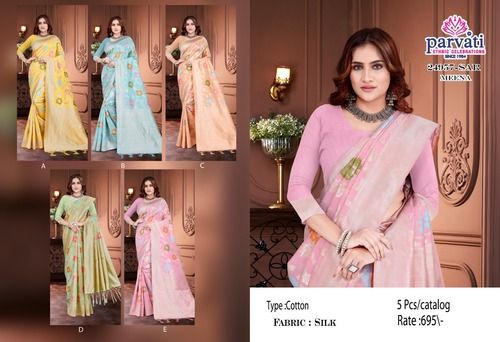 Cotton Silk Pastel Colour Sarees For Casual Occasion-24957