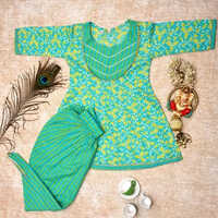 Kids Dhoti Kurta Set - Cotton Fabric, Full Sleeves, Green Color | Handwashable, Custom Size, Available In Multiple Colors