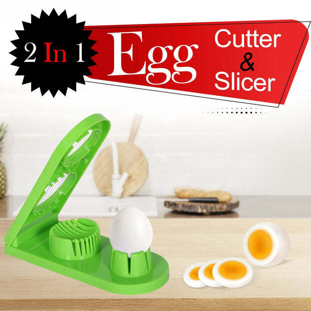 2 in 1 Double Cut Egg Cutter with Stainless Steel Wire for Easy Slicing