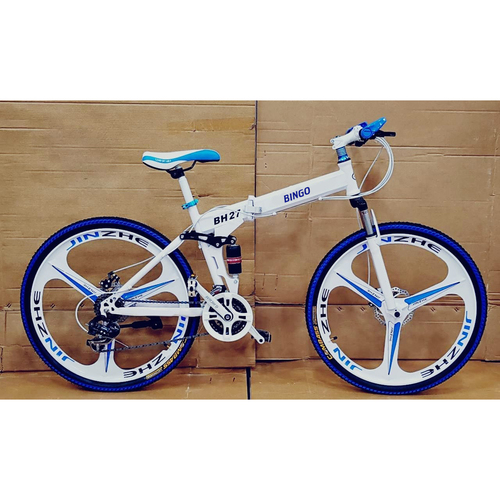 WHITE 21 GEARS FOLDING BICYCLE