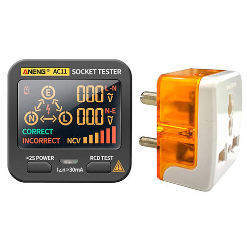 Premium Electric Socket Tester With 3 Pin Plug - Material: Plastic