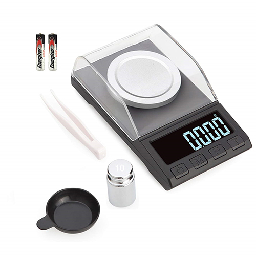 Mini Digital Weighing Scale - Plastic 12x7x3.8 Centimeters | High Accuracy 0.006g Anti-Skid Base Tare Function Portable Design