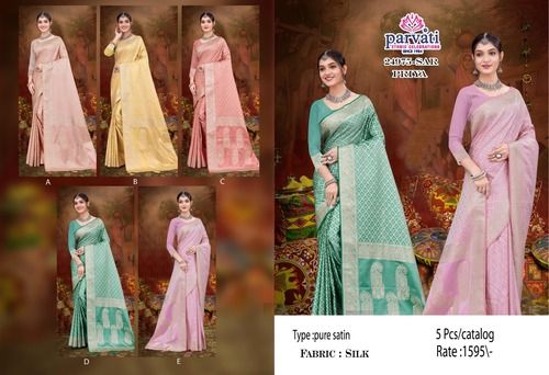 Soft Satin Silk Jari Work Saree For Wedding-24975