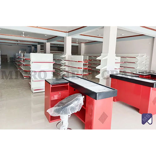 Mild Steel Body with Stainless Steel Top L Type Cash Counter