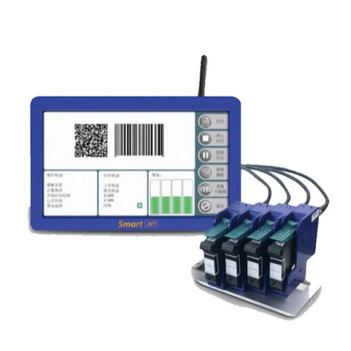 Sljet-4 Multi-Head Inkjet Printer - Automatic Operation, Coated Finish, Electric Power Source, Designed for Industrial Use, White and Blue Color, Includes Warranty