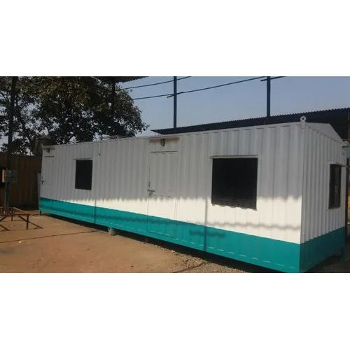 White-Green Ms Portable Cabin