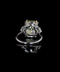 Cushion Fancy Vivid Yellow diamond ring