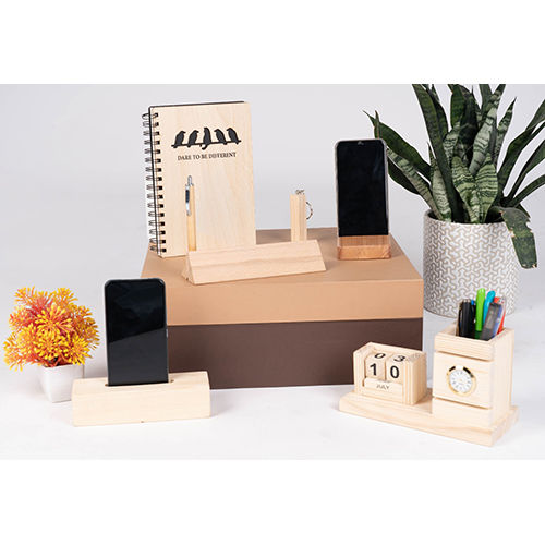 High Quality A5 Size Wooden Cover Desk Organizer