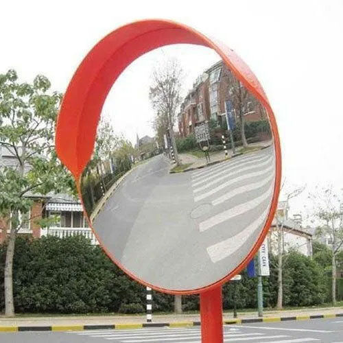 Road Safety Round Mirror - Color: Red