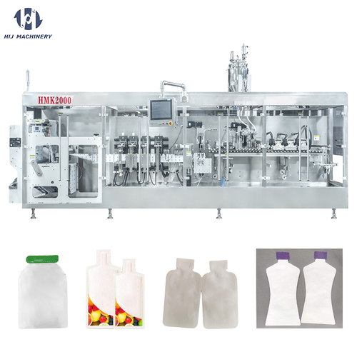 Automatic horizontal standup bag shaped pouch sachet doypack form fill seal packing machine liquid snack food fill seal packing machine